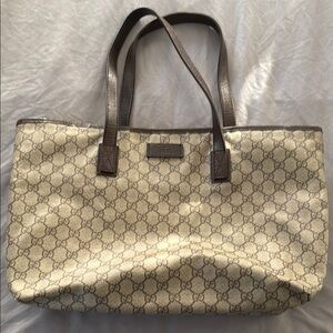 Gucci Beige Monogram Tote Bag